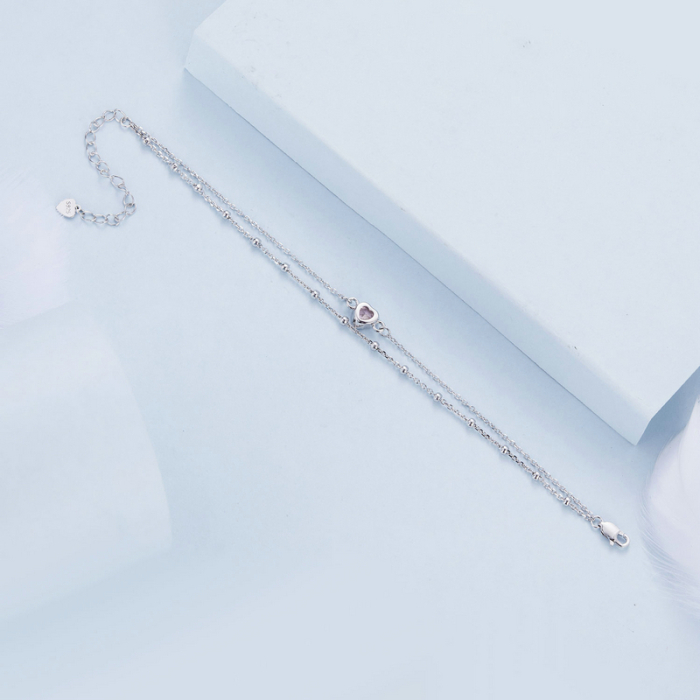 Bratara argint lant dublu in forma de inima [6]