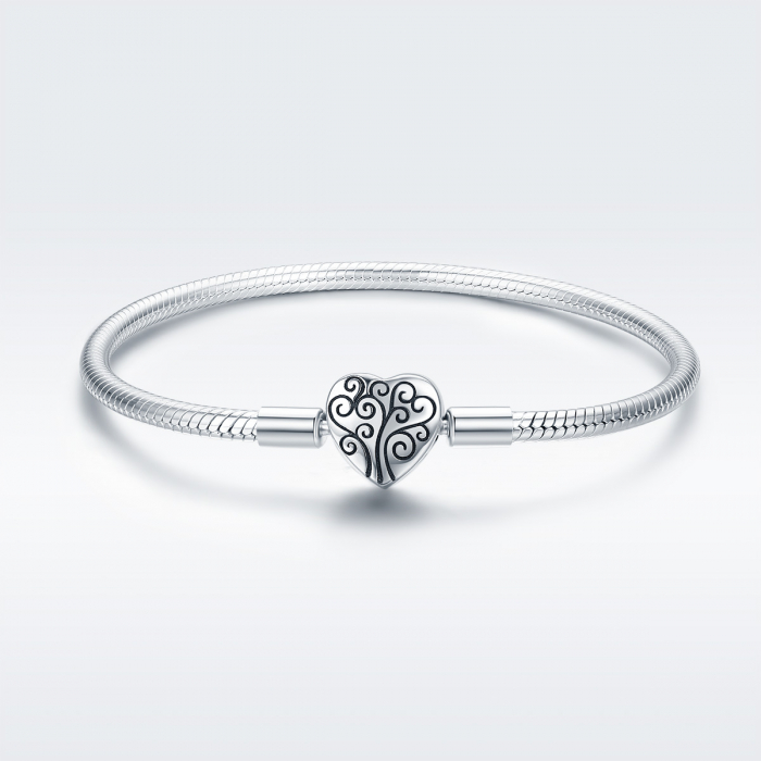 Bratara argint pentru talismane, cu inima [2]