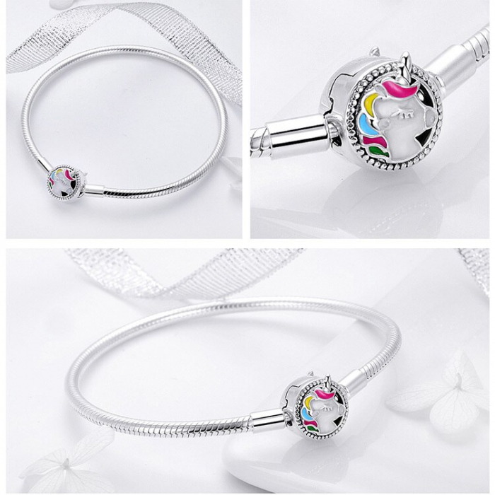 Bratara argint pentru talismane cu Unicorn [6]