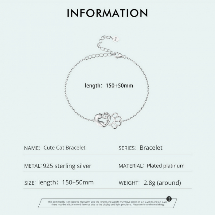 Bratara argint pisica draguta si urma de labuta [11]