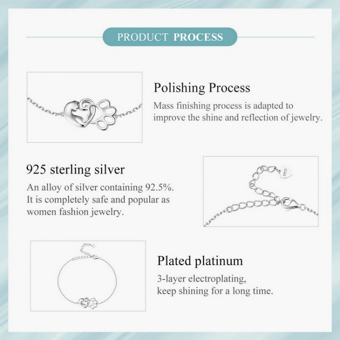 Bratara argint pisica draguta si urma de labuta [13]