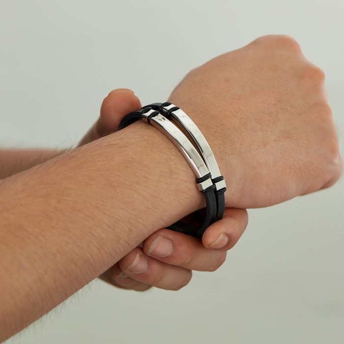 Bratara dubla inox si piele [5]