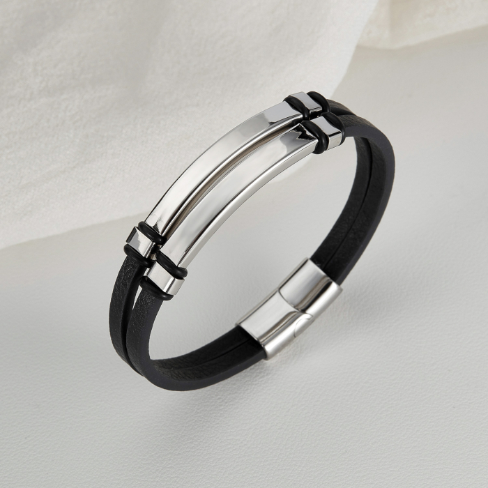 Bratara dubla inox si piele [12]