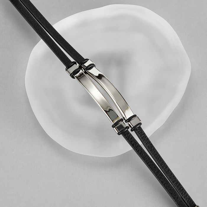 Bratara dubla inox si piele [7]