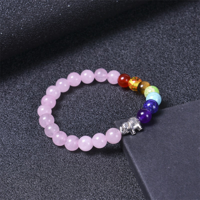 Bratara elastica cu pietre semipretioase si elefant  BLA163 [4]