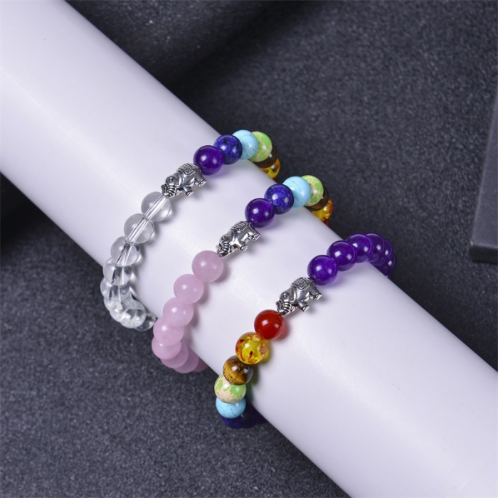 Bratara elastica cu pietre semipretioase si elefant  BLA163 [3]