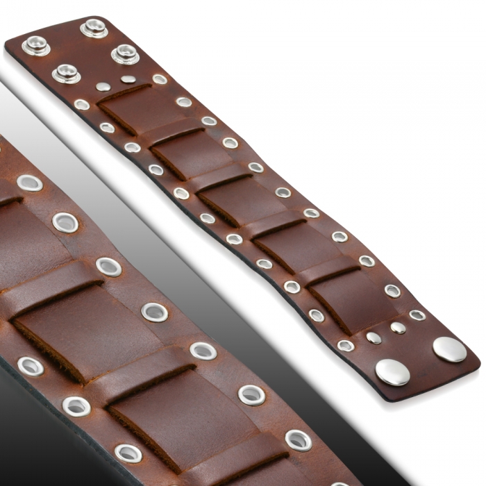 Bratara eleganta din piele maro cu valuri [2]