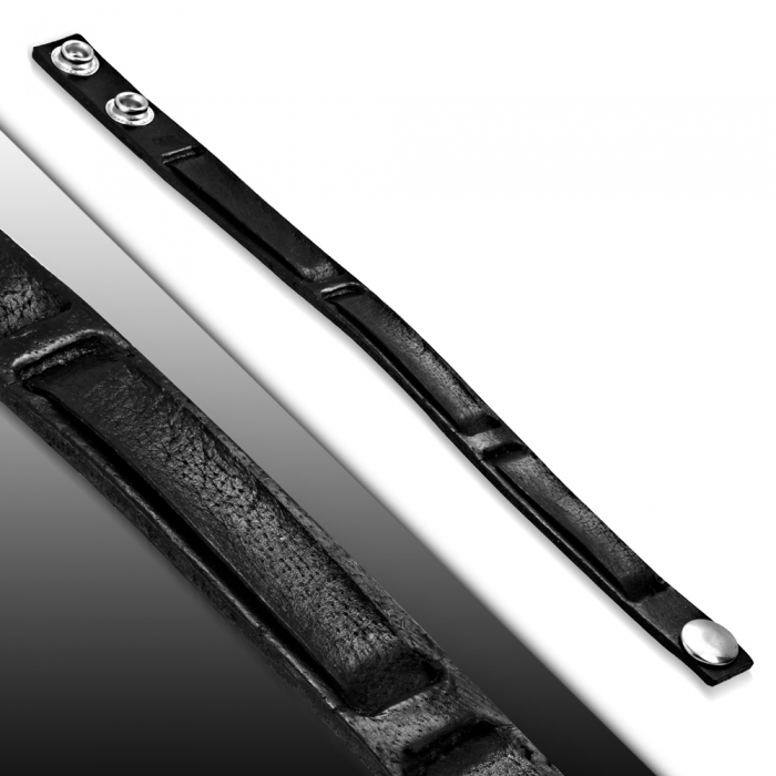 Bratara eleganta din piele neagra cu valuri [2]