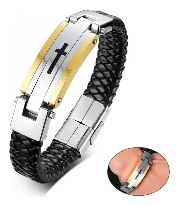 Bratara Faith din piele naturala si inox [7]