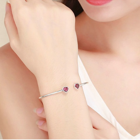 Bratara fixa din argint cu inimioare [3]