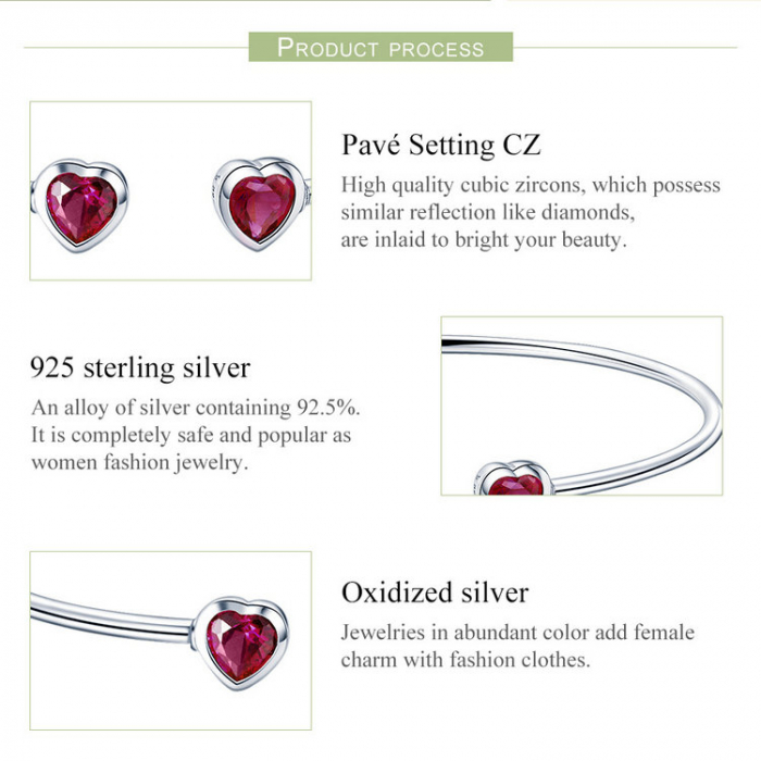 Bratara fixa din argint cu inimioare [5]