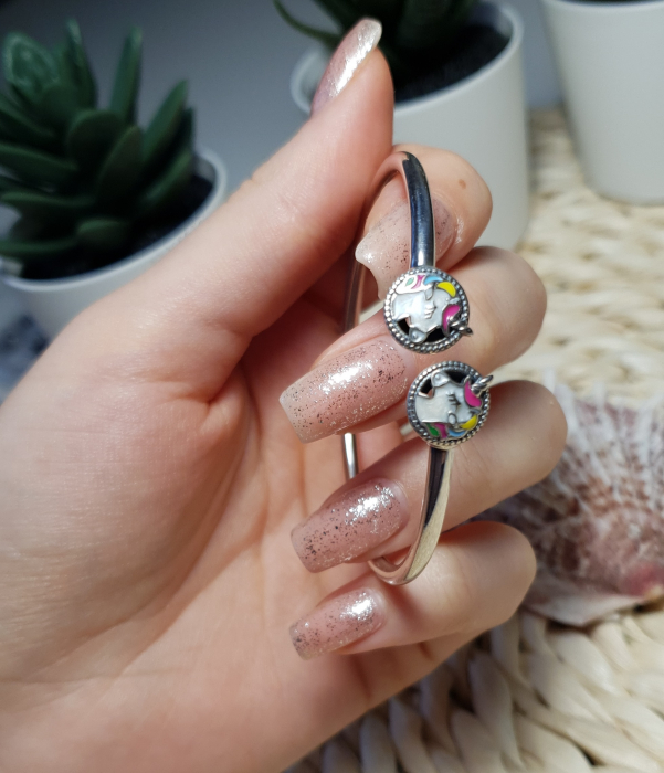 Bratara fixa din argint cu Unicorni [3]