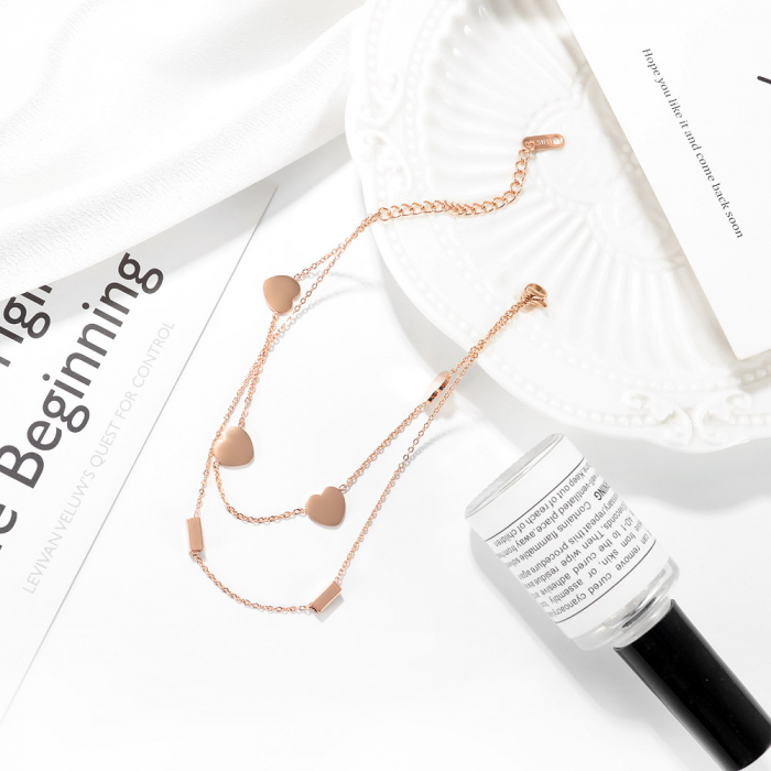 Bratara glezna dubla din inox cu inimioare [5]