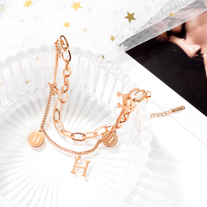 Bratara glezna dubla din inox cu litera H [2]