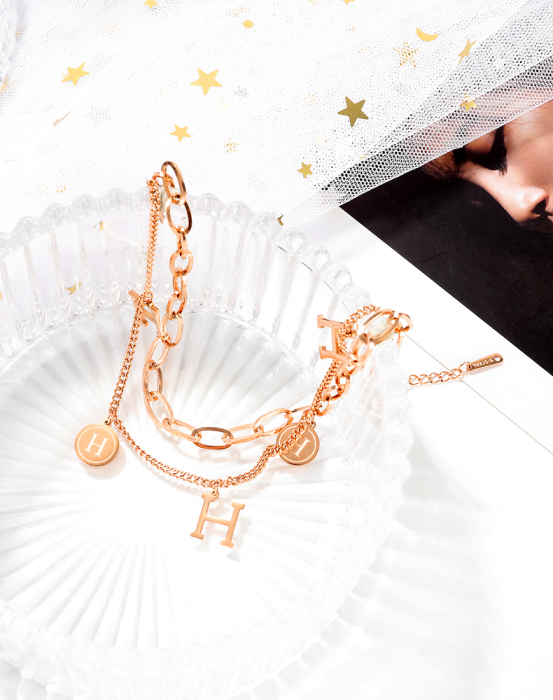 Bratara glezna dubla din inox cu litera H [9]