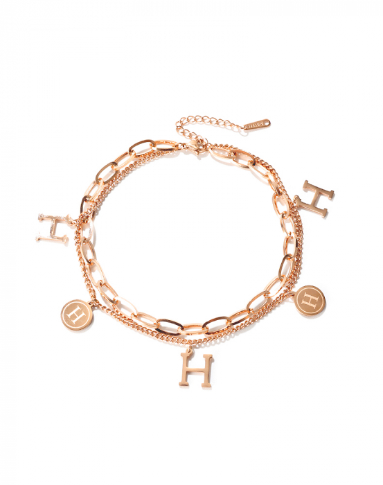 Bratara glezna dubla din inox cu litera H [16]