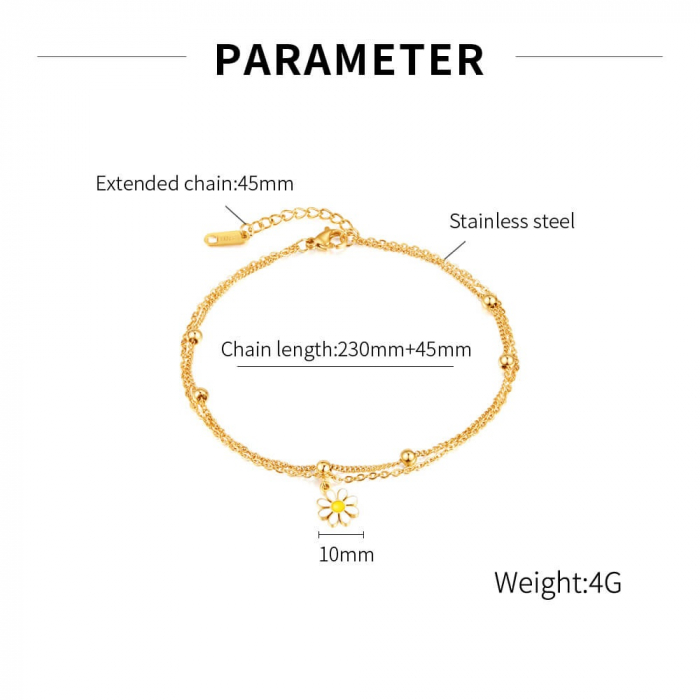 Bratara glezna inox auriu cu margareta 23 + 4,5 cm [4]