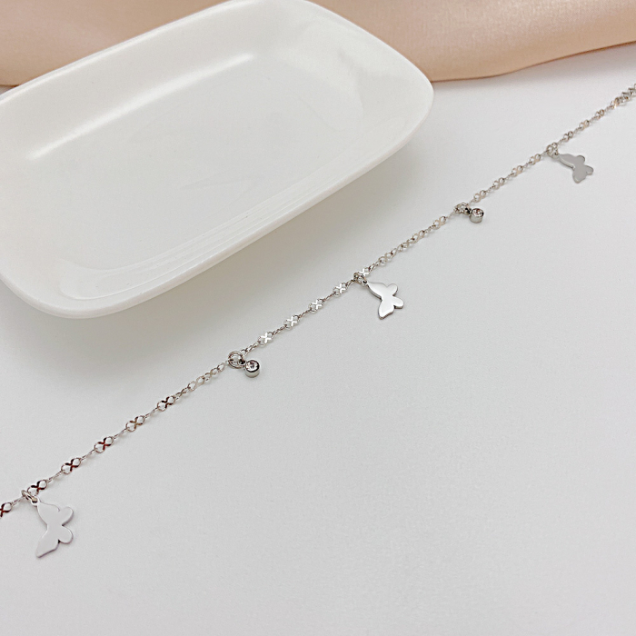 Bratara glezna inox cu fluturasi si zirconiu [7]