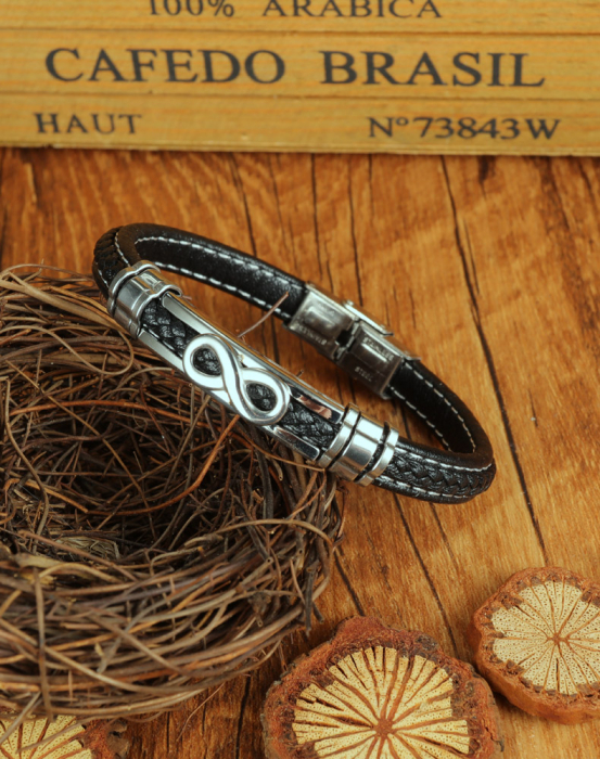 Bratara Infinity din inox si piele [7]