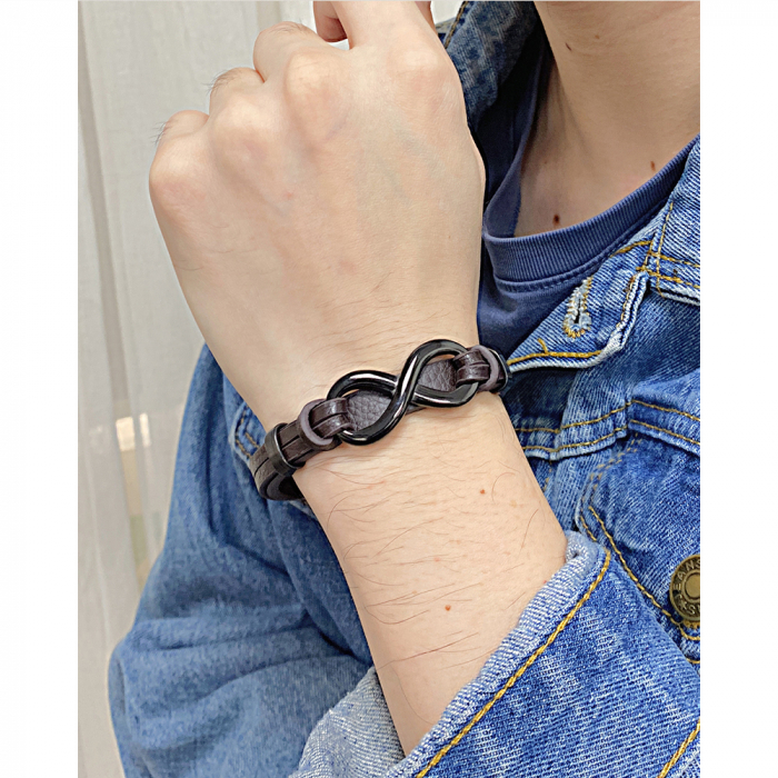 Bratara Infinity piele si inox [7]