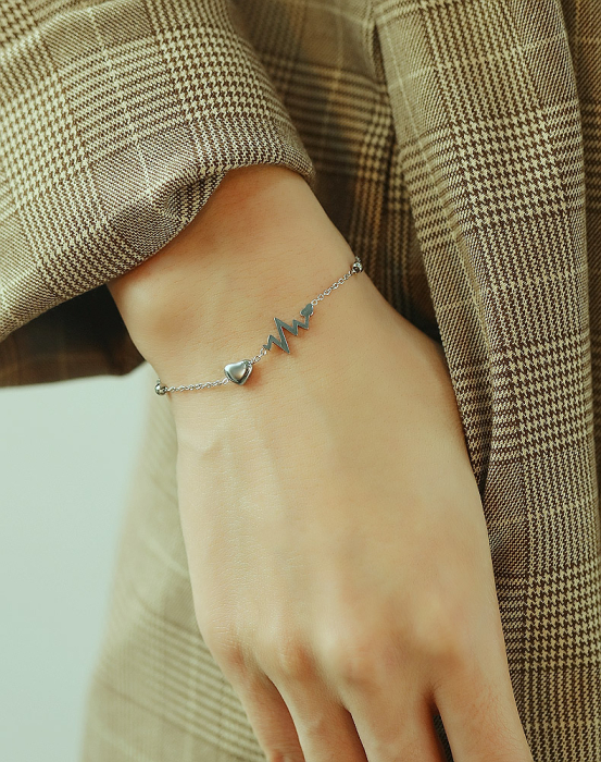 Bratara inox argintie cu simbol puls si inima – Energie si emotie pura [2]