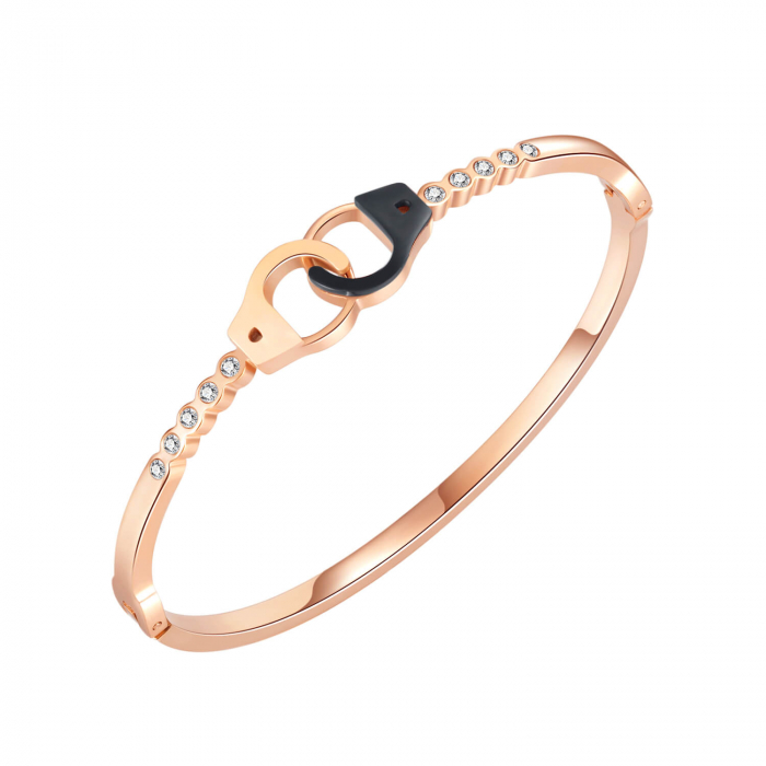 Bratara inox aur roz catuse cu zirconii [5]