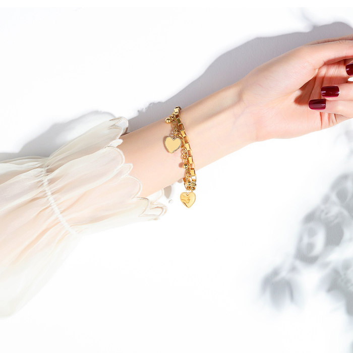 Bratara inox aurie cu inimioare – Eleganta si stralucire calda [2]