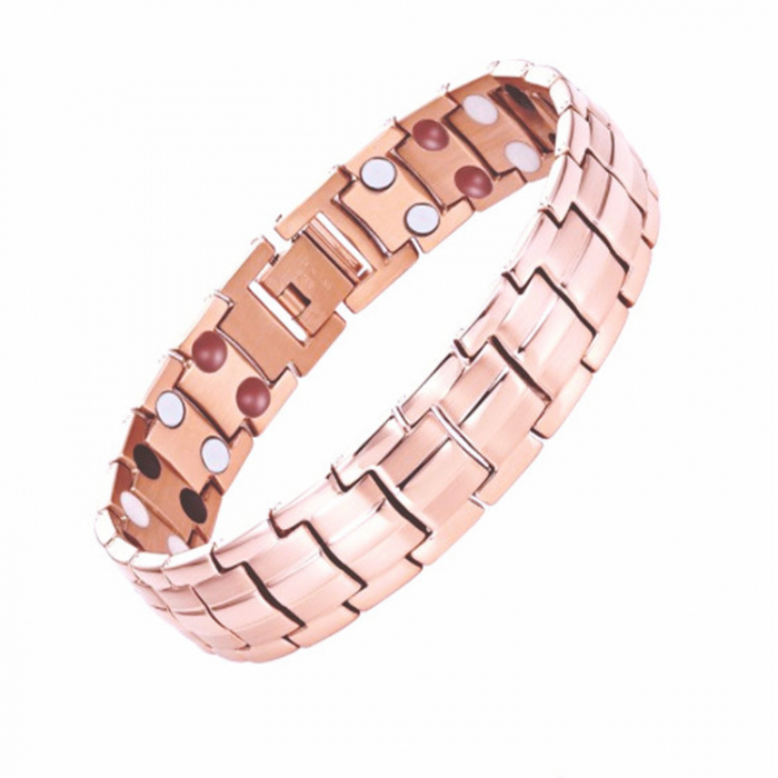 Bratara inox aurie cu magneti, turmalina, germaniu si anioni [3]