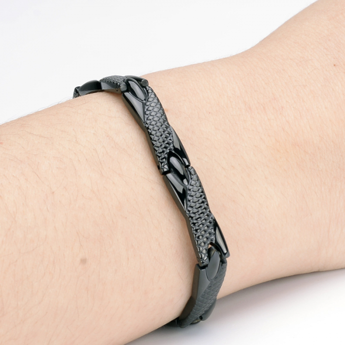 Bratara inox aurie cu magneti, turmalina, germaniu si anioni [2]