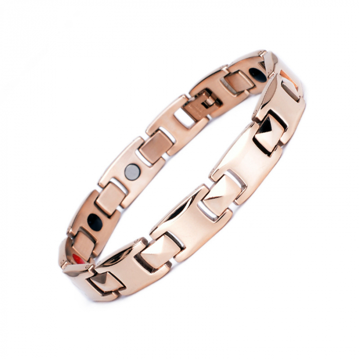 Bratara inox aurie cu magneti, turmalina, germaniu si anioni [7]