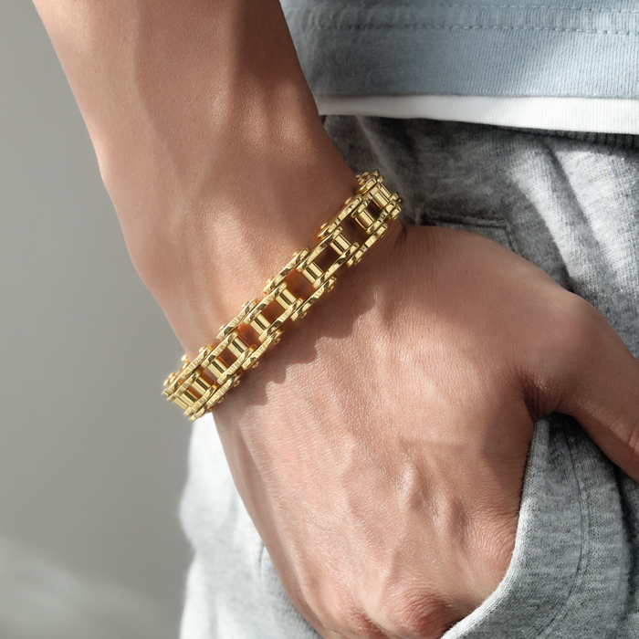 Bratara inox aurie lant moto – Putere, libertate si stil urban [2]