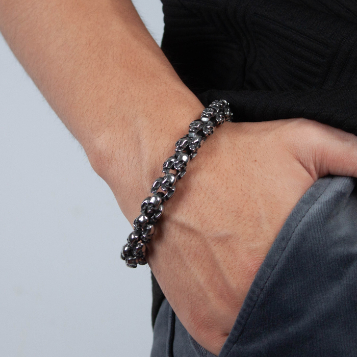 Bratara inox Cranii Gotice – Simbol al Rebelului Urban [13]