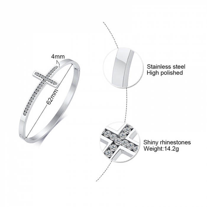 Bratara inox cruce cu zirconii [3]
