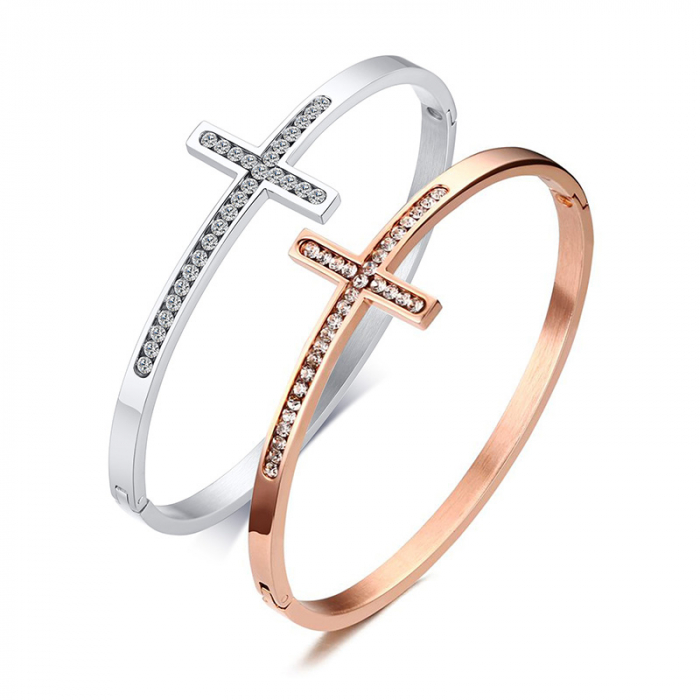 Bratara inox cruce cu zirconii [4]
