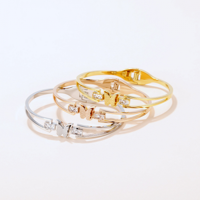 Bratara inox cu fluturas si zirconii [5]