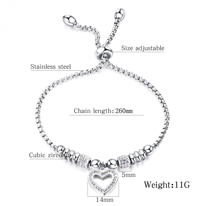 Bratara inox reglabila cu inimioara [7]