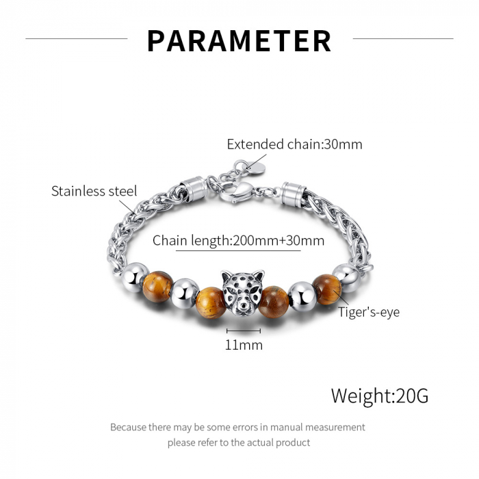 Bratara inox cu Ochi de Tigru si Cap de Leopard [6]