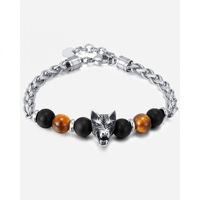 Bratara inox cu Ochi de Tigru si Cap de Lup [15]