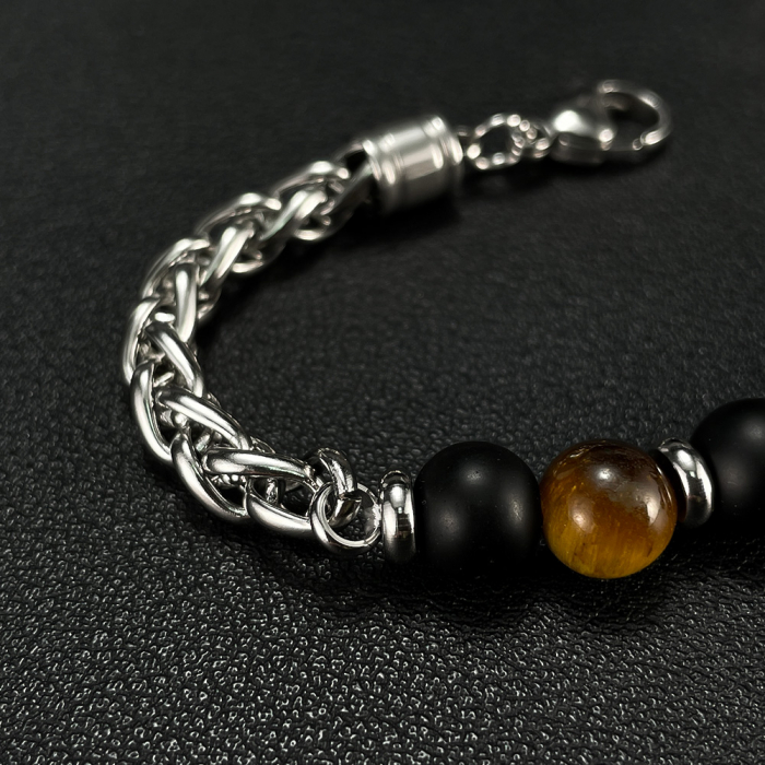 Bratara inox cu Ochi de Tigru si Cap de Lup [13]