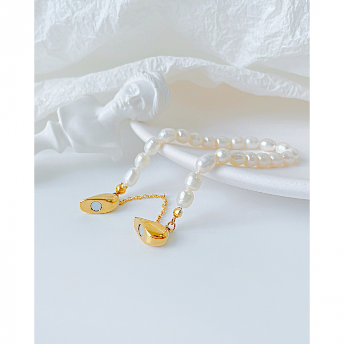 Bratara inox cu perle si inimioare [4]