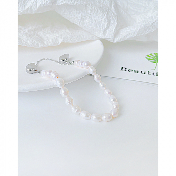 Bratara inox cu perle si inimioare [4]