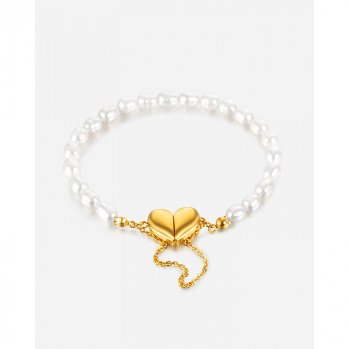 Bratara inox cu perle si inimioare [3]