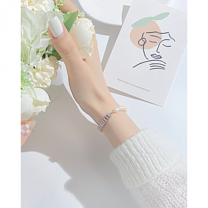 Bratara inox cu perle si zirconii [6]