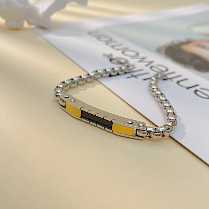 Bratara Unisex din inox cu placata aurie si fibra de carbon – Eleganta moderna [13]
