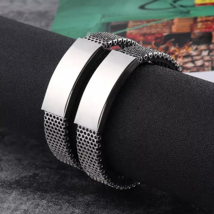 Bratara inox cu placuta argintie [4]