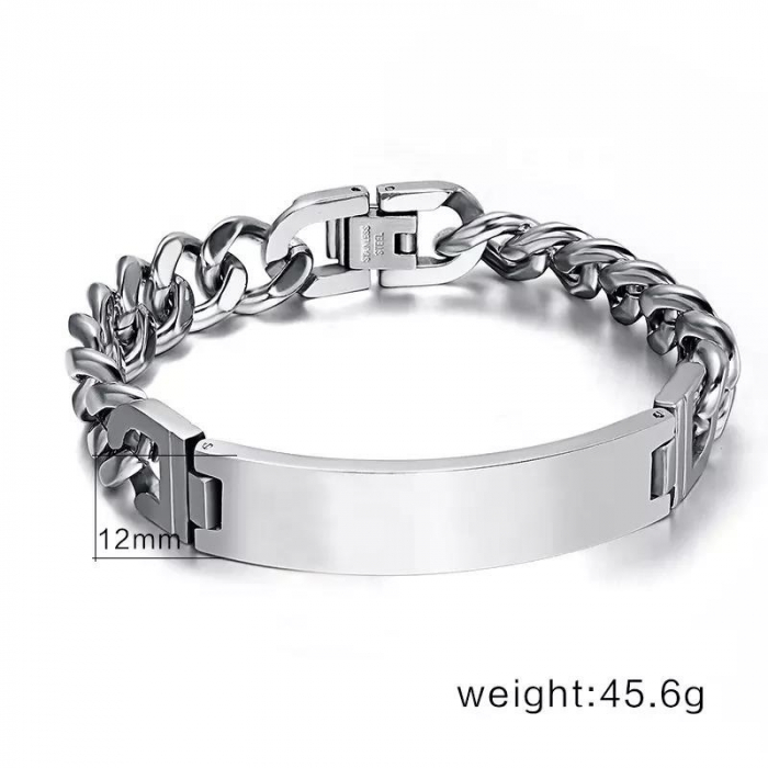 Bratara neagra din inox cu placuta curbata [4]