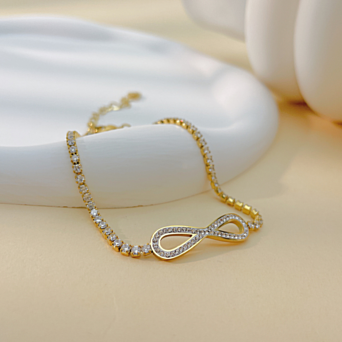 Bratara tennis inox cu zirconii si infinit [7]