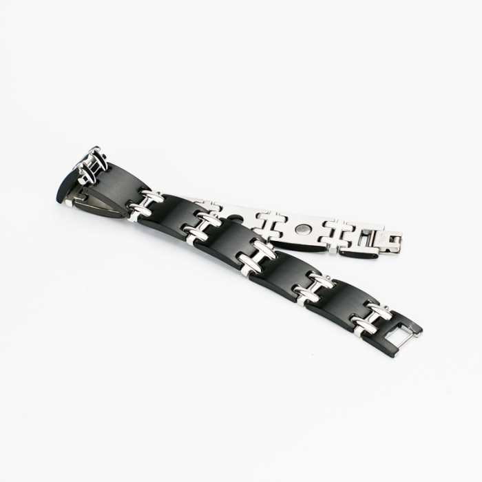 Bratara inox eleganta in 2 tonuri cu magneti, turmalina, germaniu si anioni [2]