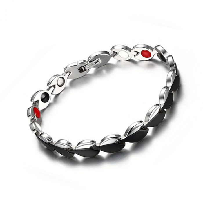 Bratara inox in 2 tonuri cu magneti, turmalina, germaniu si anioni [4]