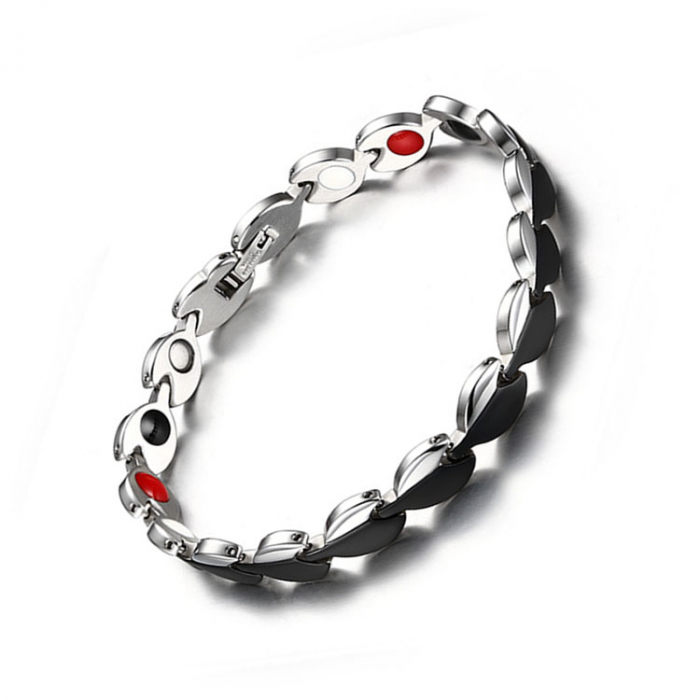 Bratara inox in 2 tonuri cu magneti, turmalina, germaniu si anioni [5]